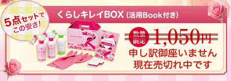 5点セットでこの安さ！くらしキレイBOX(活用BOOK付)数量限定1,050円 お申し込みはこちら